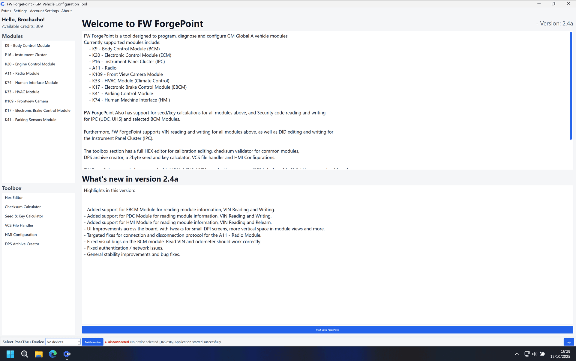 ForgePoint Main Application Interface